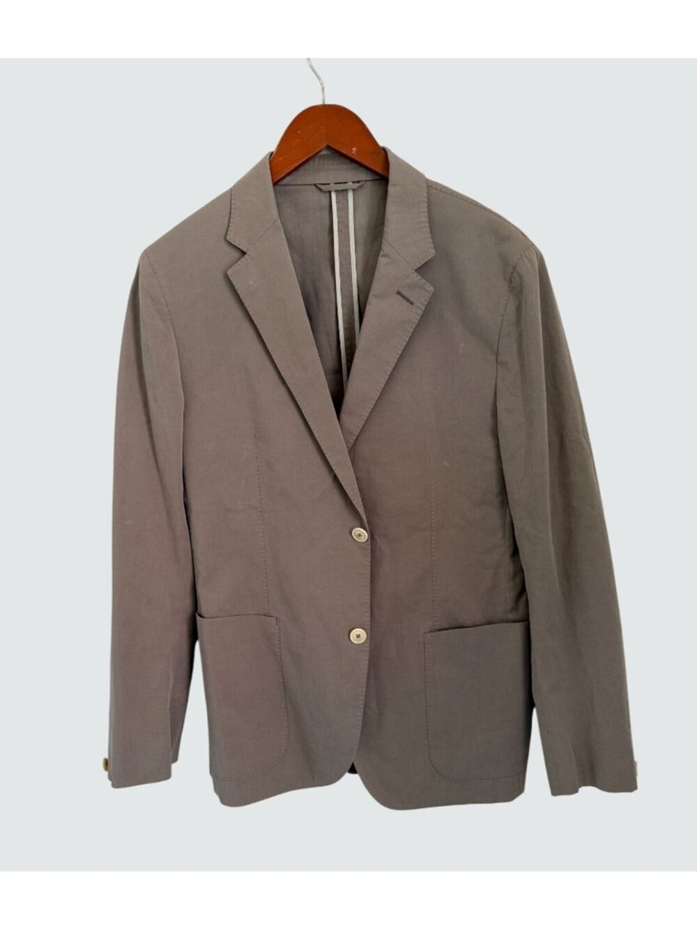 Ermenegildo Zegna Mens Taupe Cotton-Lambskin Blend Jacket Size 50R